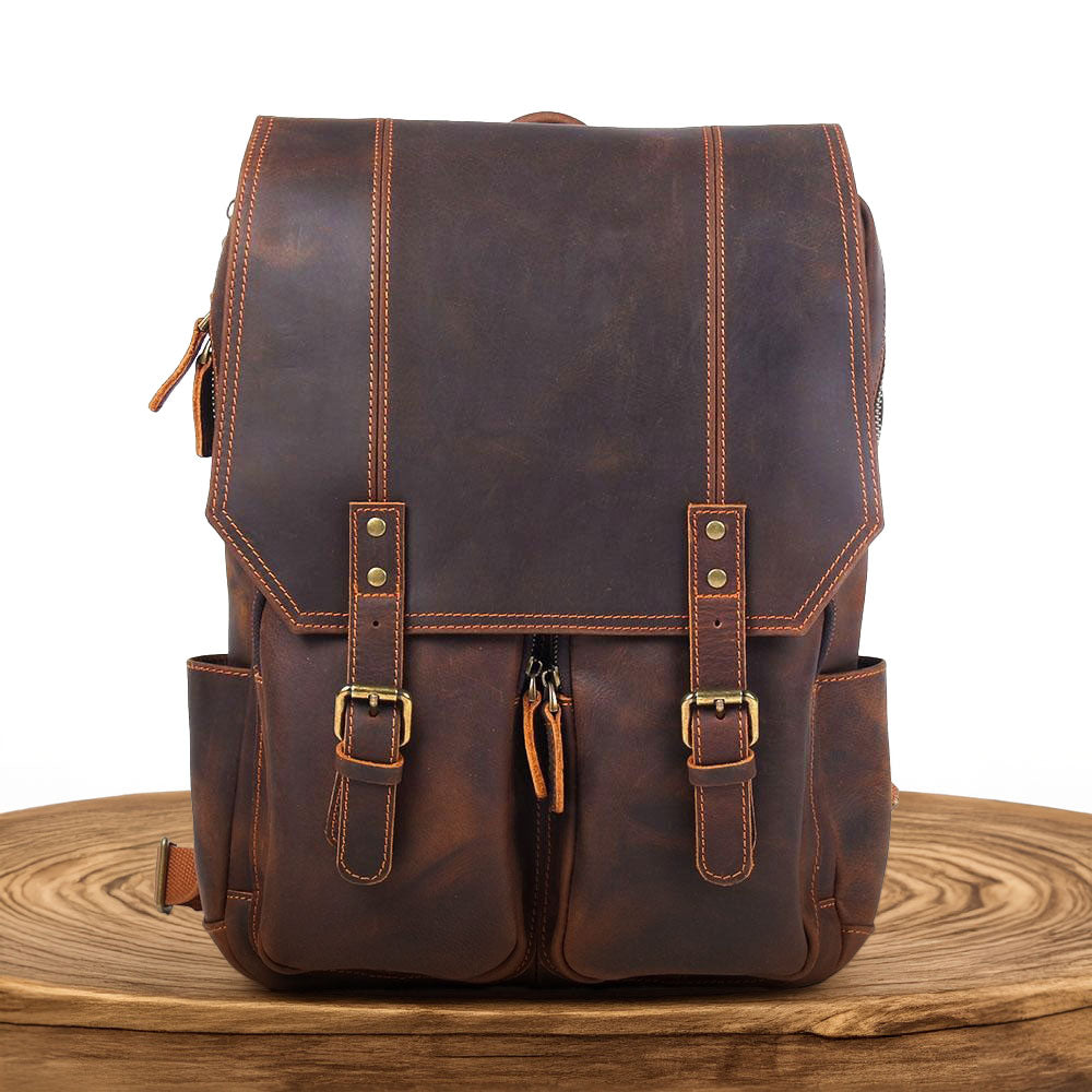 Robert - Sac à dos de voyage en cuir rétro