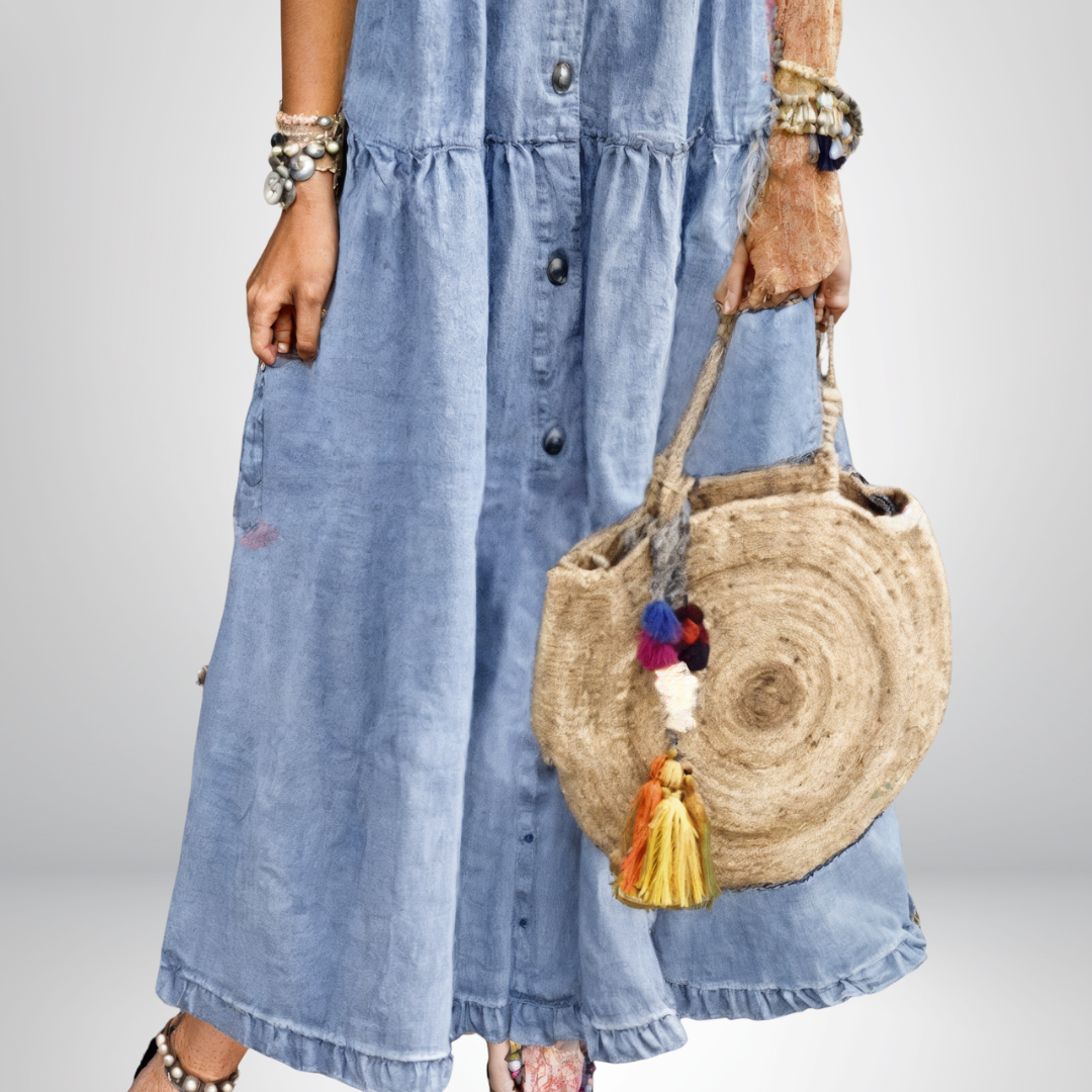 monica® | Robe en Denim Douce avec Boutons
