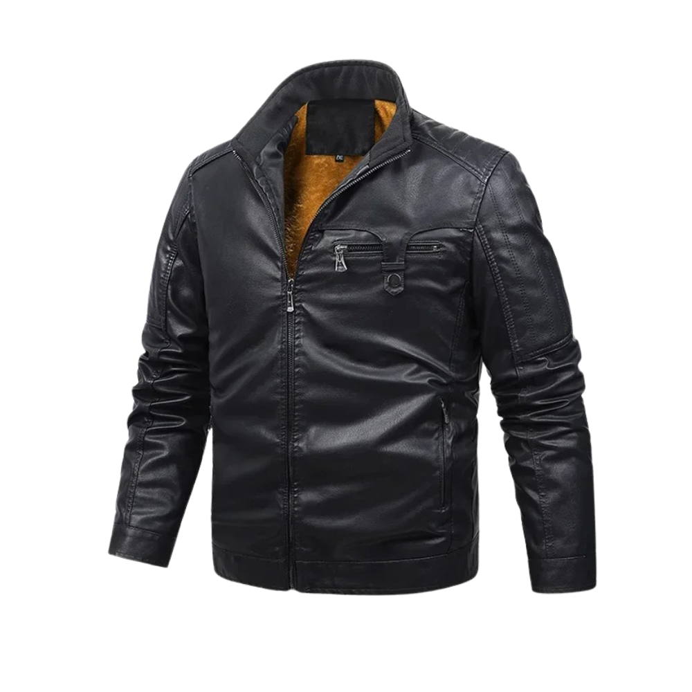 Adrien | Veste Chauffante en Similicuir Noir pour Homme