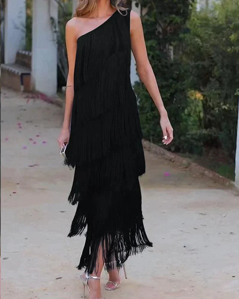 Laura | Robe longue à franges