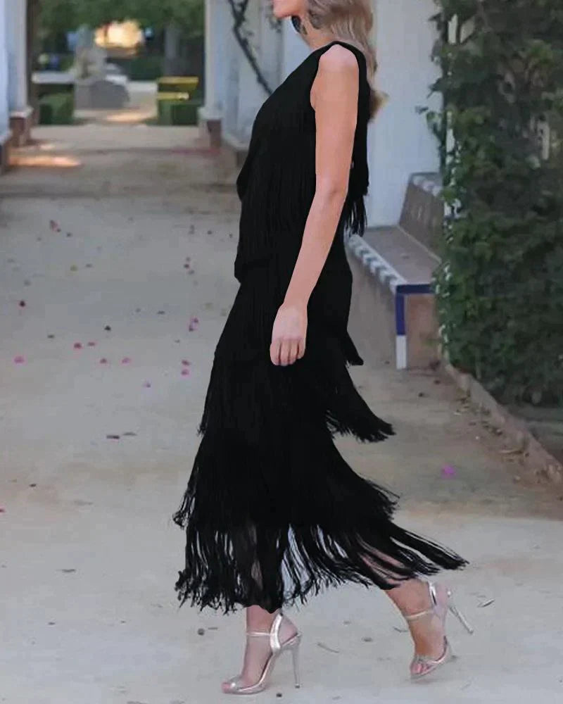 Laura | Robe longue à franges