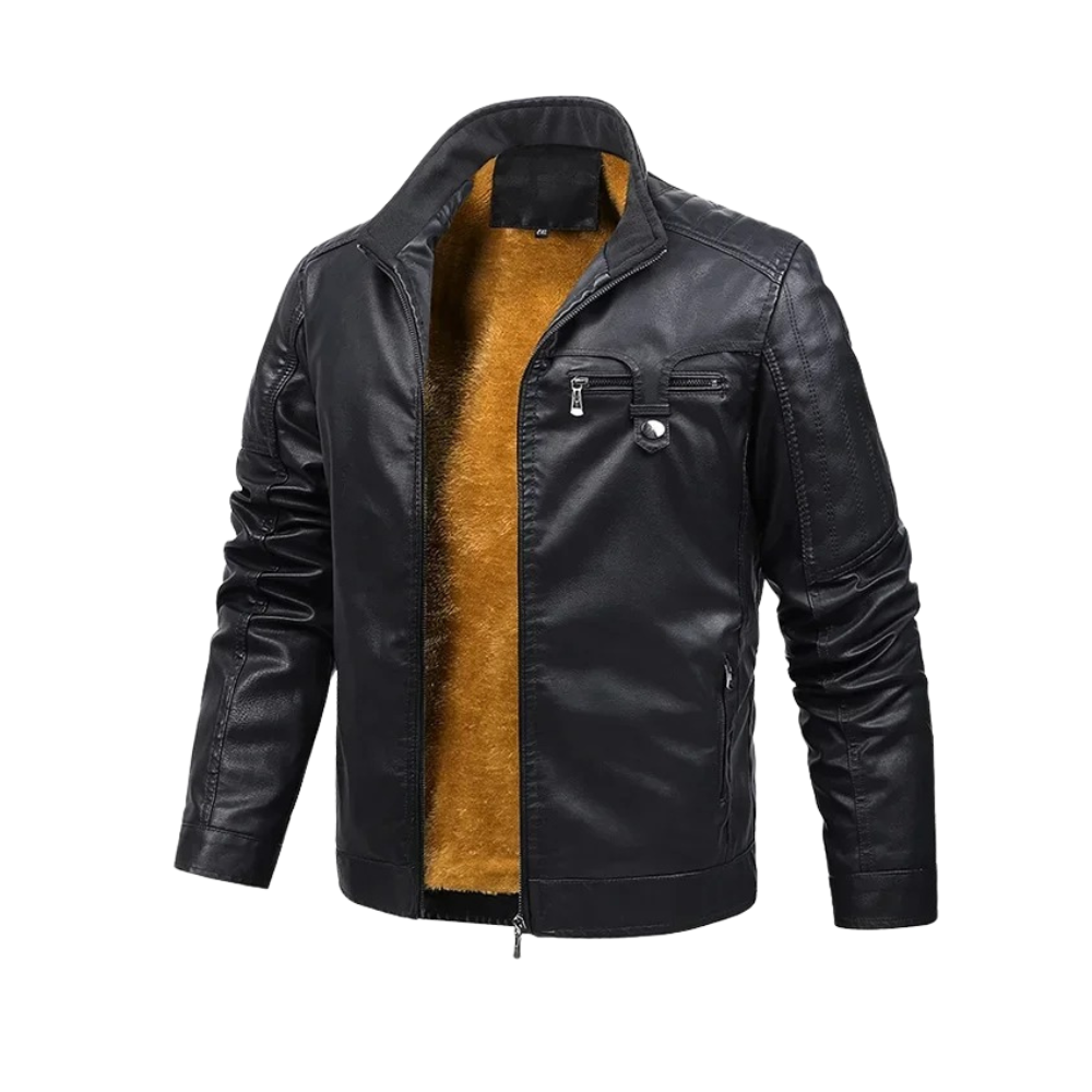 Adrien | Veste Chauffante en Similicuir Noir pour Homme