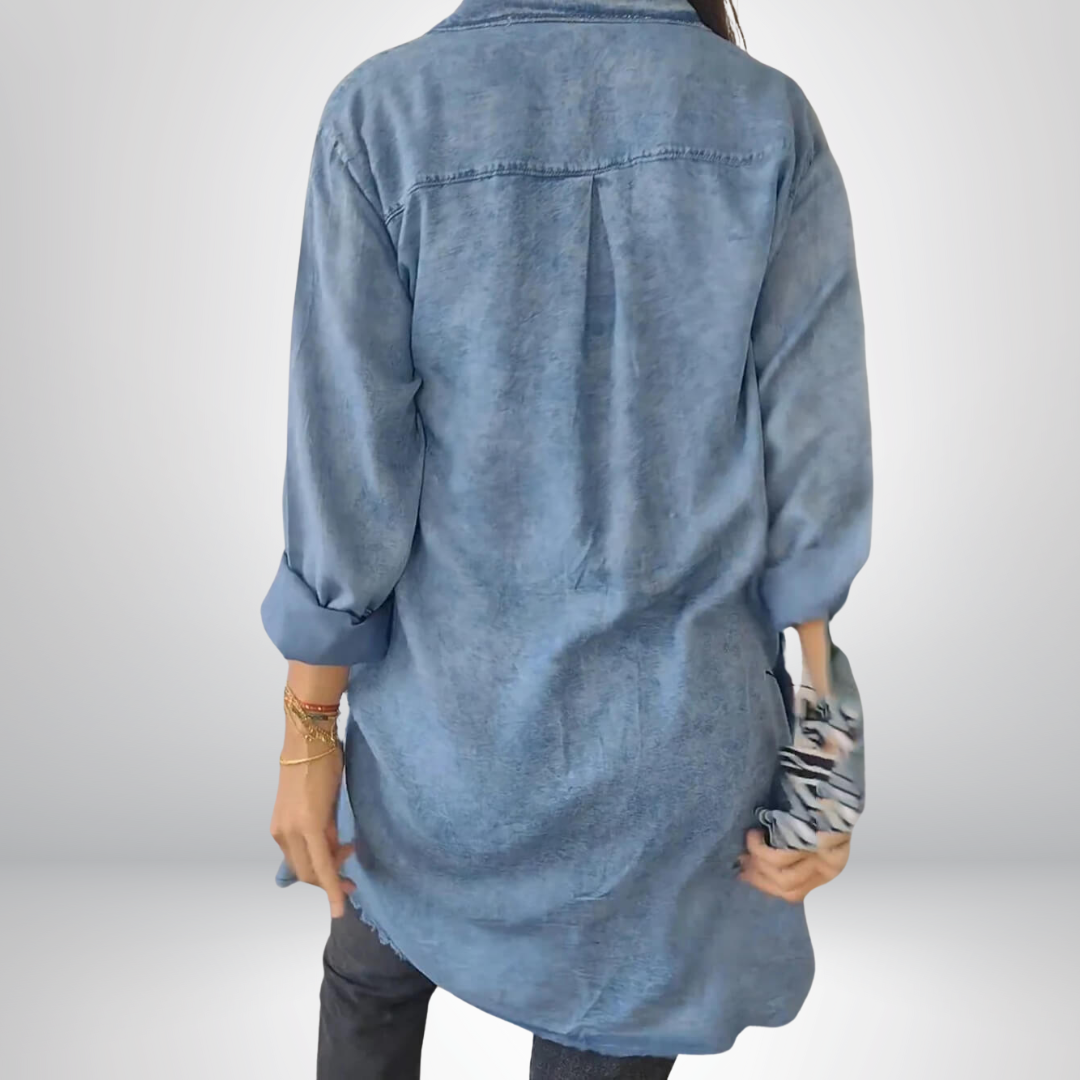 Nikoline® | Veste en Jean à Manches Longues Élégante et Polyvalente avec Col