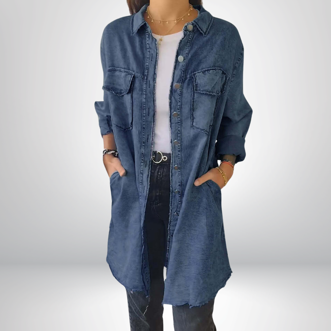 Nikoline® | Veste en Jean à Manches Longues Élégante et Polyvalente avec Col