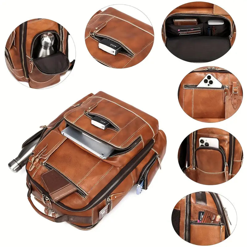 George - Sac à dos en cuir classique pour hommes