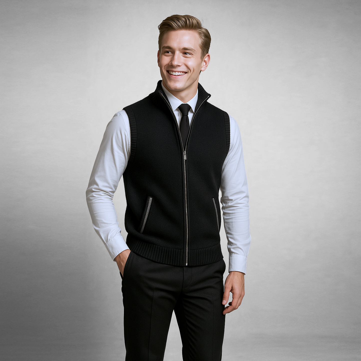 Harrison gilet | Gilet en Laine à Zip Complet