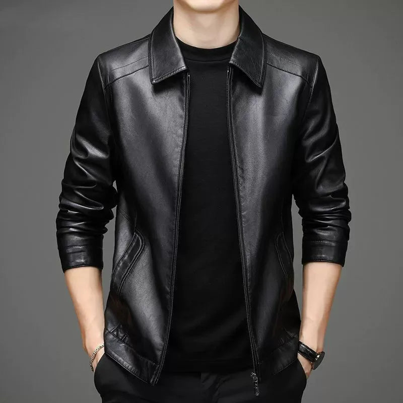 Noé | Veste en Similicuir Noir Classique pour Homme