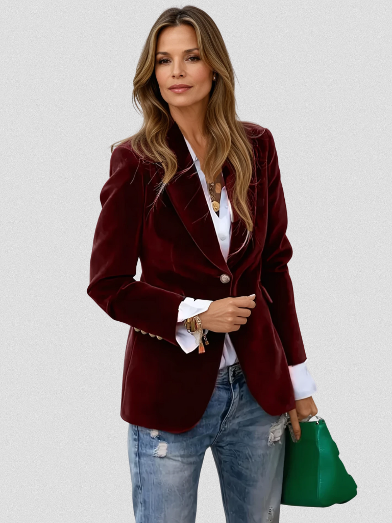 Blazer slim en velours Luna
