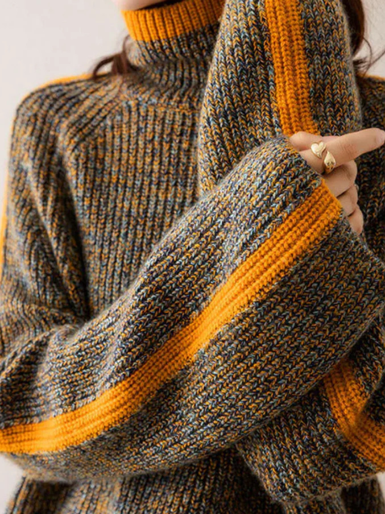 Fern Striped Rolled Collar Pullover