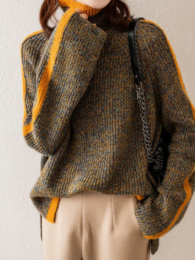 Fern Striped Rolled Collar Pullover