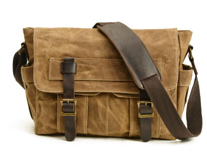 Scott - Sac bandoulière en toile cirée et cuir pour hommes
