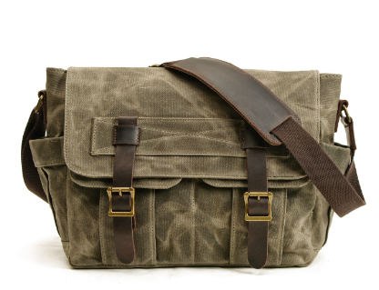 Scott - Sac bandoulière en toile cirée et cuir pour hommes