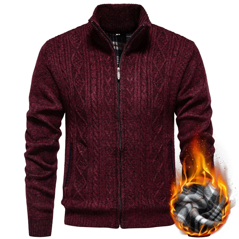Jean - Cardigan en polaire épaisse, idéal pour l'automne et l'hiver, avec fermeture éclair torsadée, parfait pour un look décontracté et chaleureux.