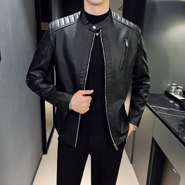 Noé | Blouson Similicuir à Col Montant pour Homme
