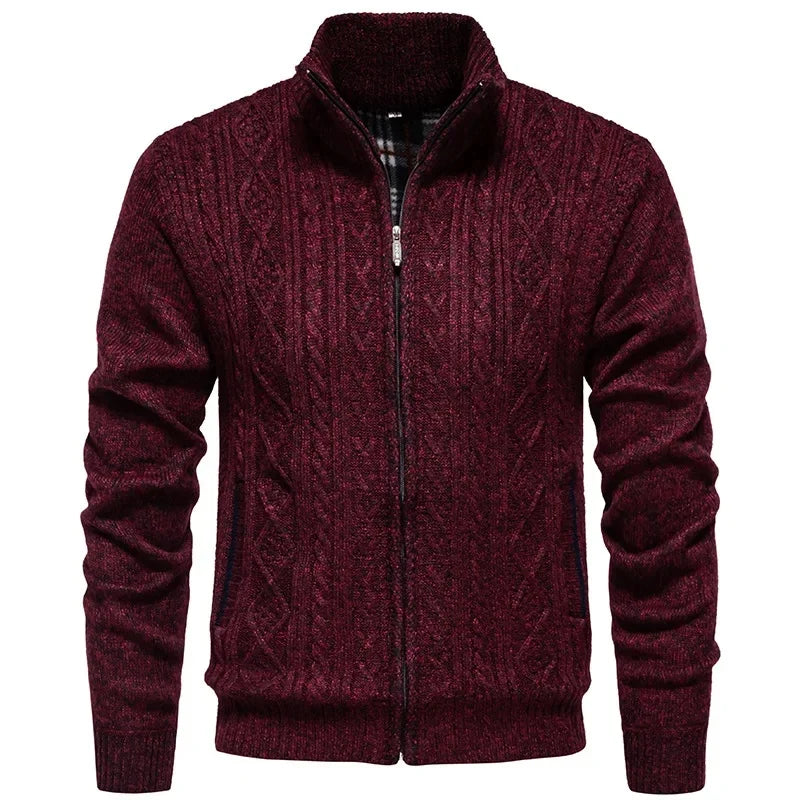 Jean - Cardigan en polaire épaisse, idéal pour l'automne et l'hiver, avec fermeture éclair torsadée, parfait pour un look décontracté et chaleureux.