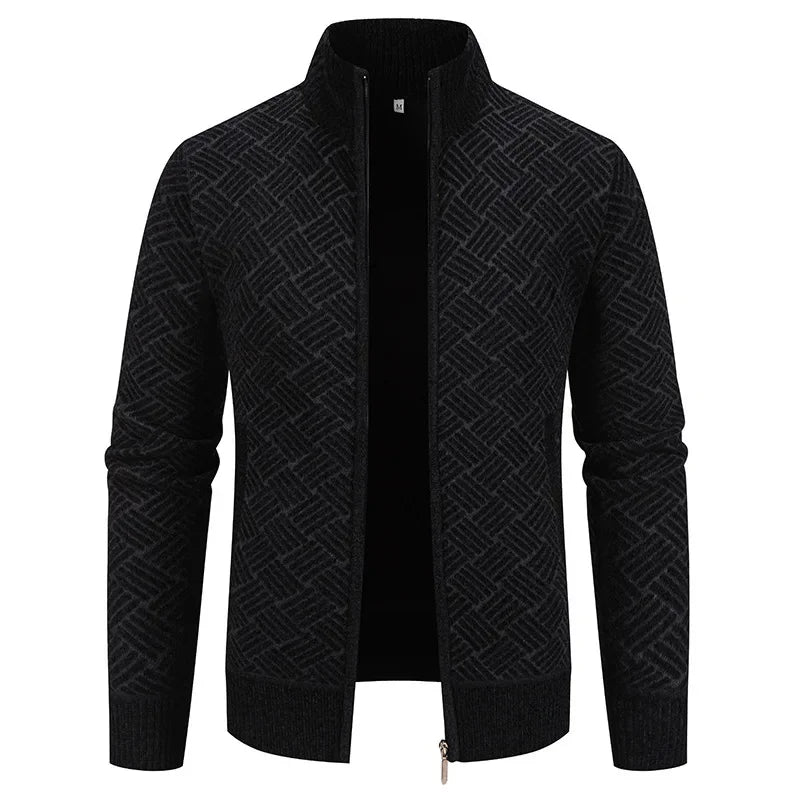 Thierry – Gilet Tricoté à Col Montant, Coupe Cintrée et Style Automnal Décontracté