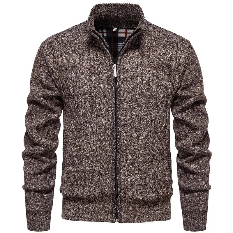 Jean - Cardigan en polaire épaisse, idéal pour l'automne et l'hiver, avec fermeture éclair torsadée, parfait pour un look décontracté et chaleureux.