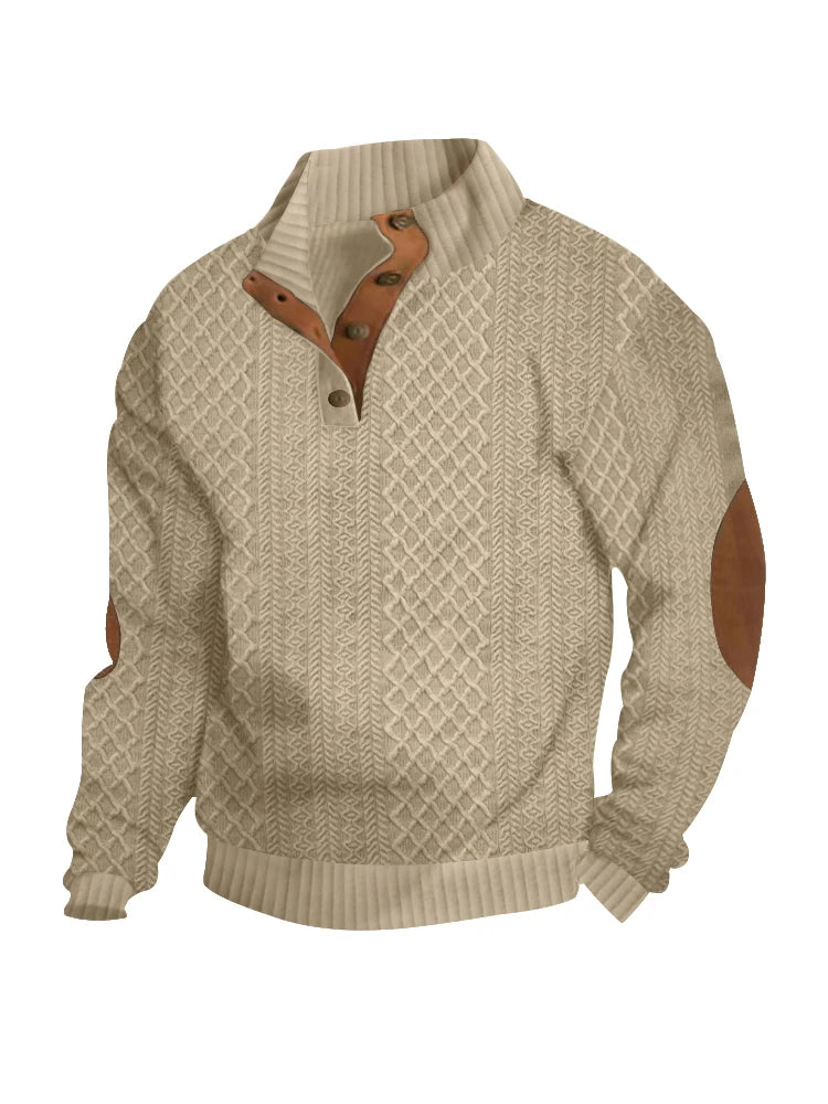 Marc: Pull col montant en jacquard, confort et style intemporel.