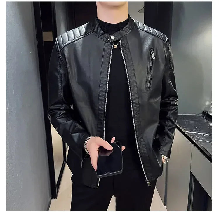 Noé | Blouson Similicuir à Col Montant pour Homme