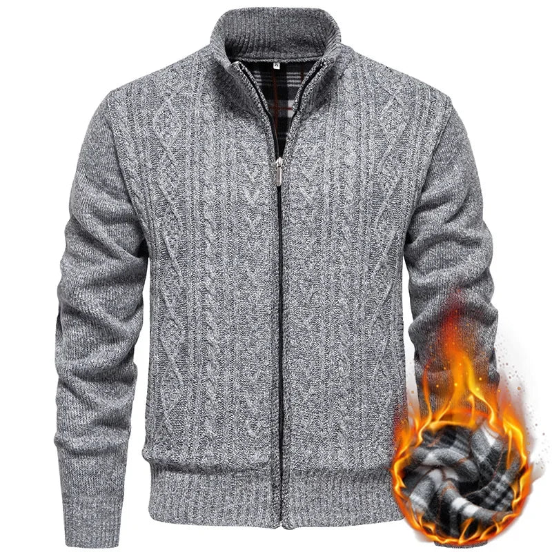 Jean - Cardigan en polaire épaisse, idéal pour l'automne et l'hiver, avec fermeture éclair torsadée, parfait pour un look décontracté et chaleureux.