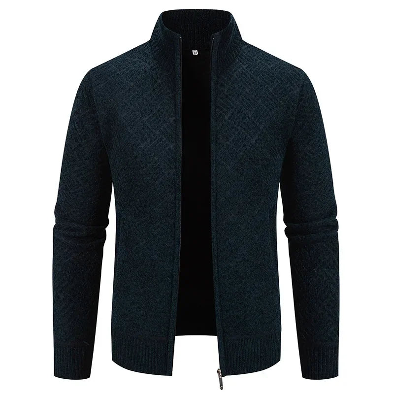 Thierry – Gilet Tricoté à Col Montant, Coupe Cintrée et Style Automnal Décontracté