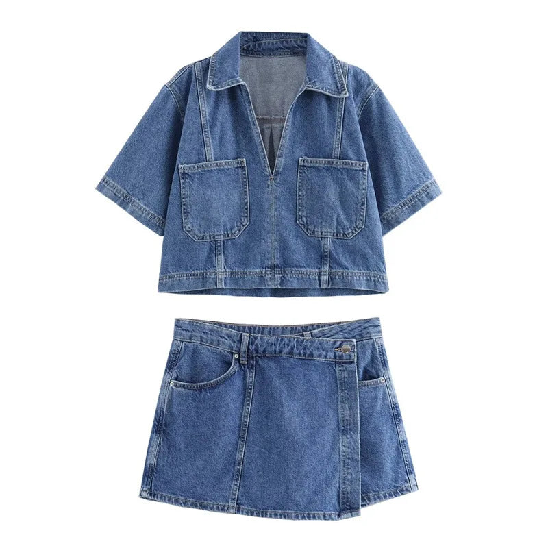 Hellen® | Ensemble en Denim à Col V