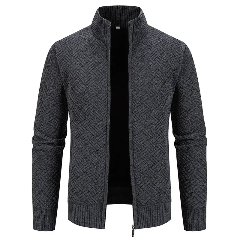 Thierry – Gilet Tricoté à Col Montant, Coupe Cintrée et Style Automnal Décontracté
