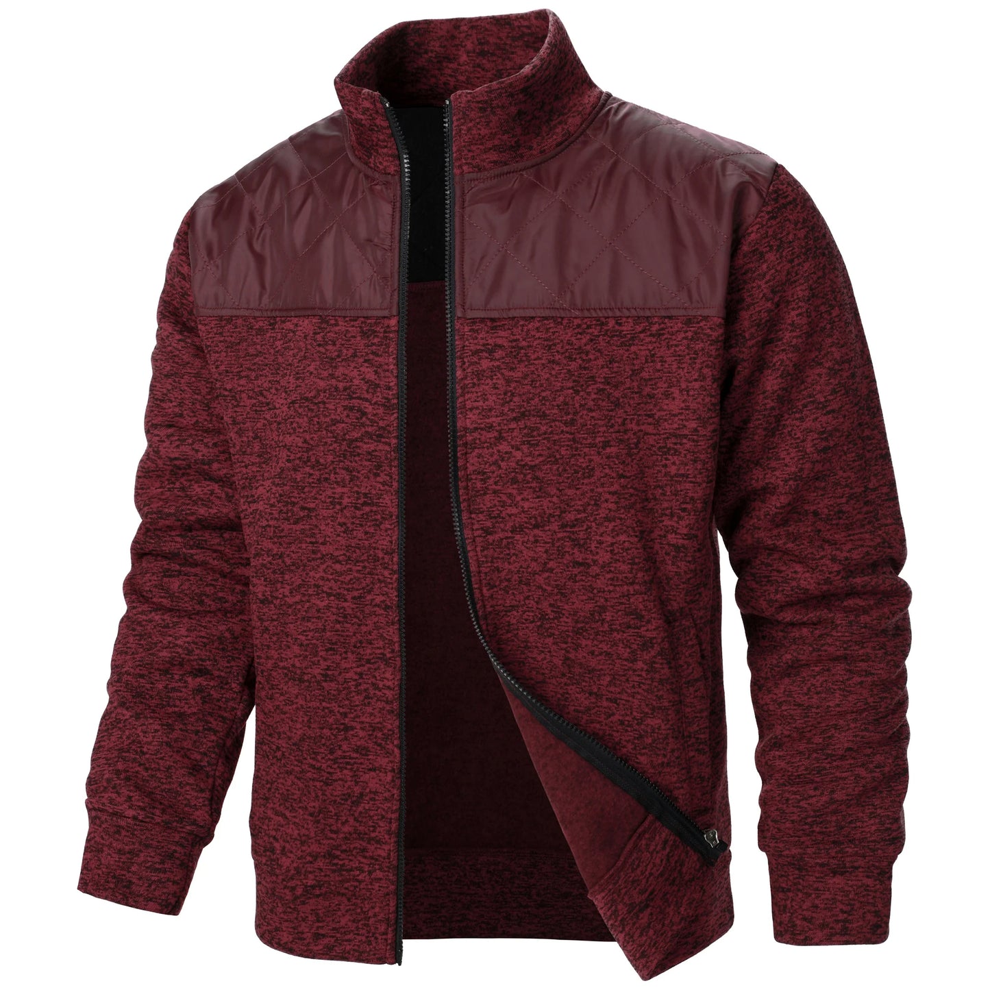 Henri – Manteau Tricoté à Rayures avec Col Montant et Fermeture Éclair