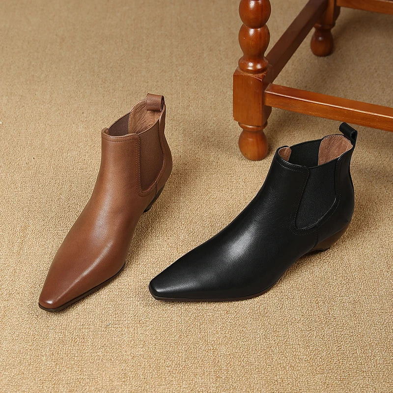 Bottes en cuir véritable Laira
