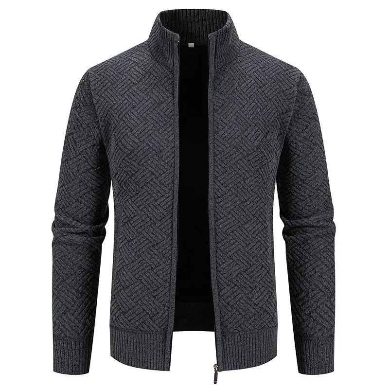 Thierry – Gilet Tricoté à Col Montant, Coupe Cintrée et Style Automnal Décontracté