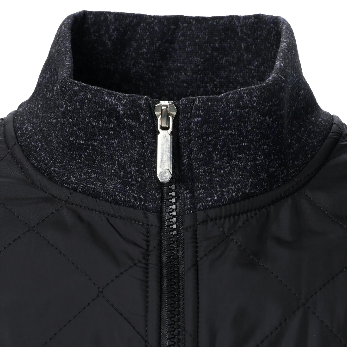 Henri – Manteau Tricoté à Rayures avec Col Montant et Fermeture Éclair