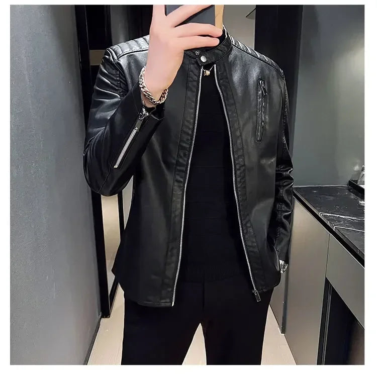 Noé | Blouson Similicuir à Col Montant pour Homme