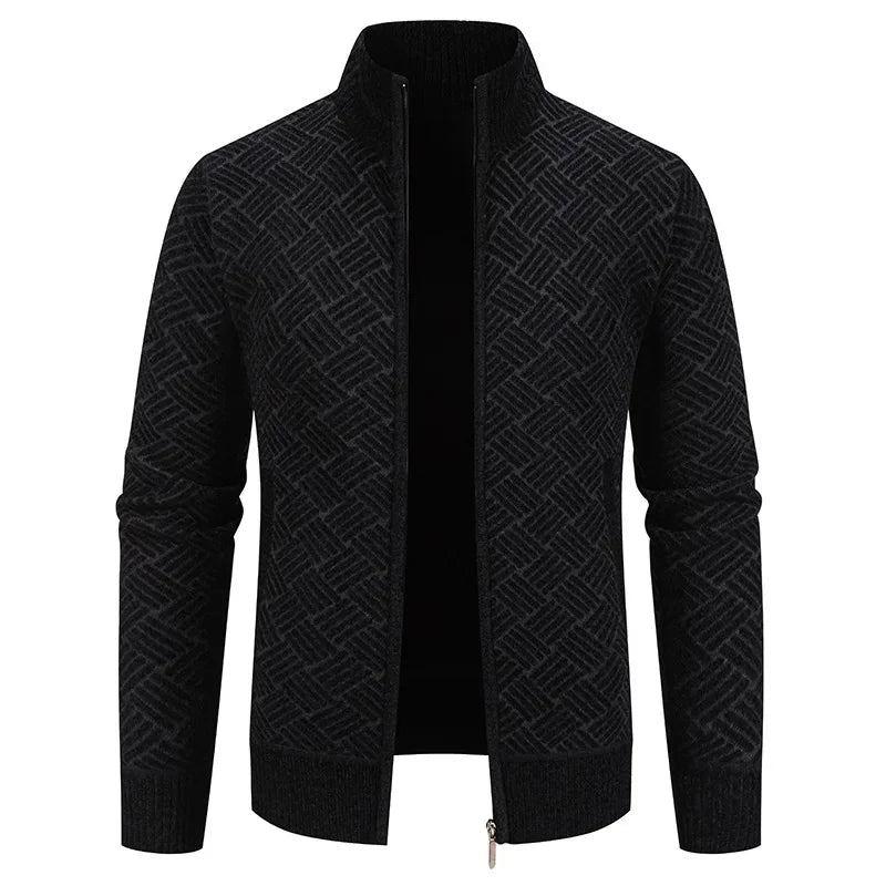 Thierry – Gilet Tricoté à Col Montant, Coupe Cintrée et Style Automnal Décontracté