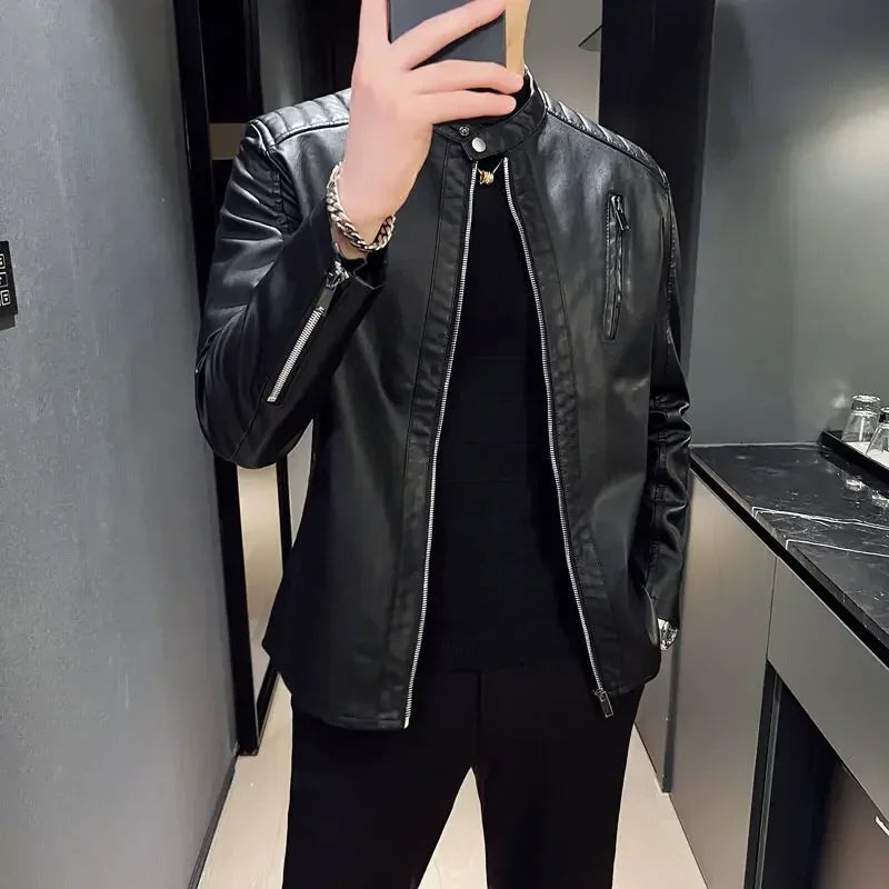Noé | Blouson Similicuir à Col Montant pour Homme