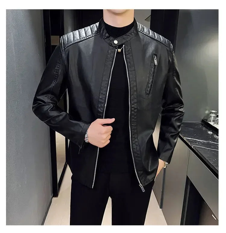 Noé | Blouson Similicuir à Col Montant pour Homme