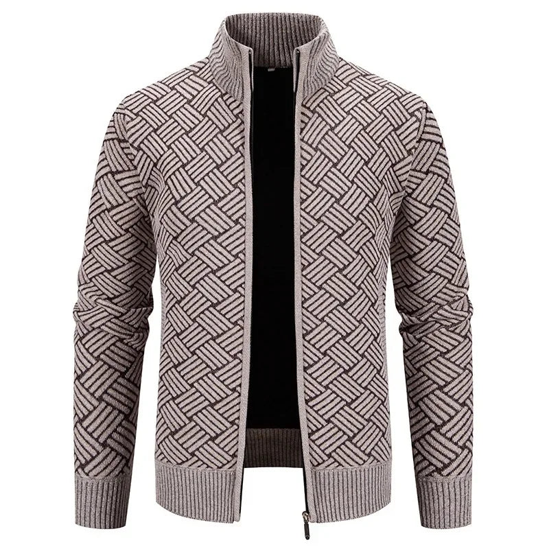 Thierry – Gilet Tricoté à Col Montant, Coupe Cintrée et Style Automnal Décontracté