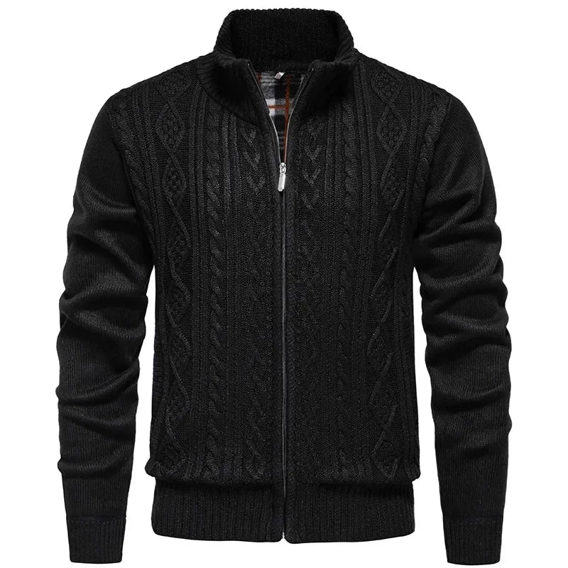 Jean - Cardigan en polaire épaisse, idéal pour l'automne et l'hiver, avec fermeture éclair torsadée, parfait pour un look décontracté et chaleureux.