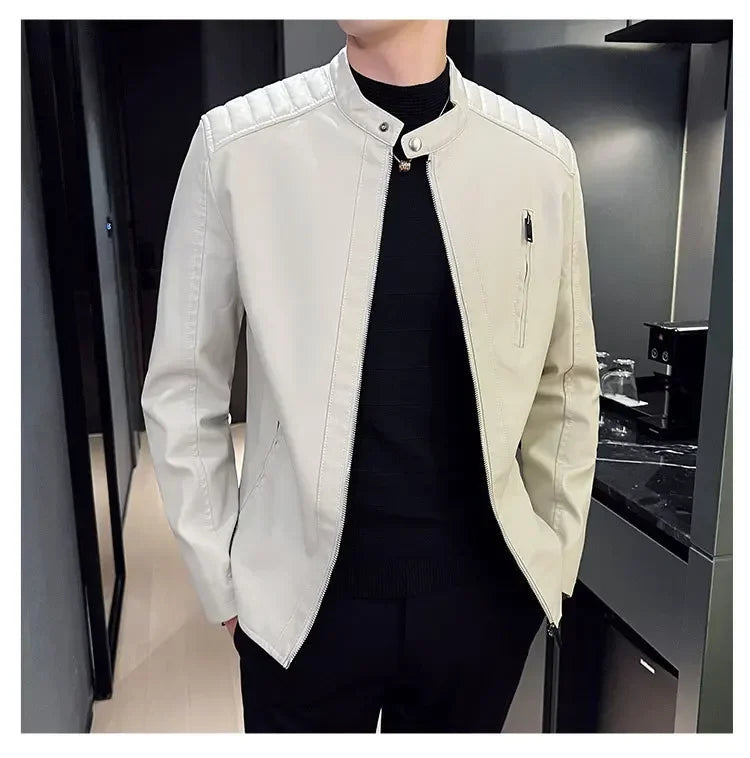 Noé | Blouson Similicuir à Col Montant pour Homme
