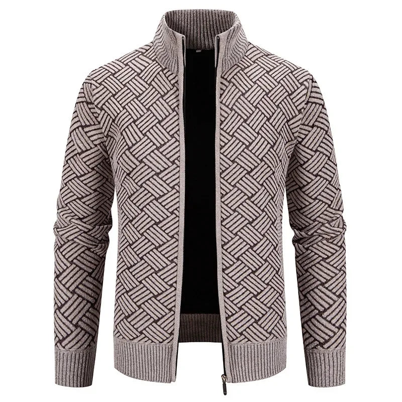 Thierry – Gilet Tricoté à Col Montant, Coupe Cintrée et Style Automnal Décontracté