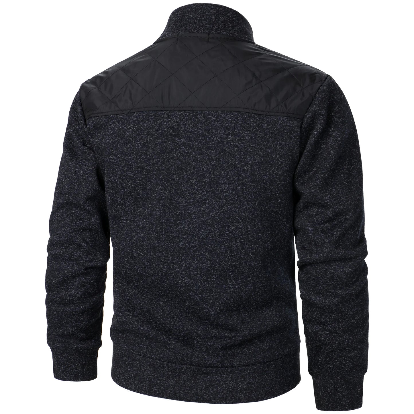 Henri – Manteau Tricoté à Rayures avec Col Montant et Fermeture Éclair