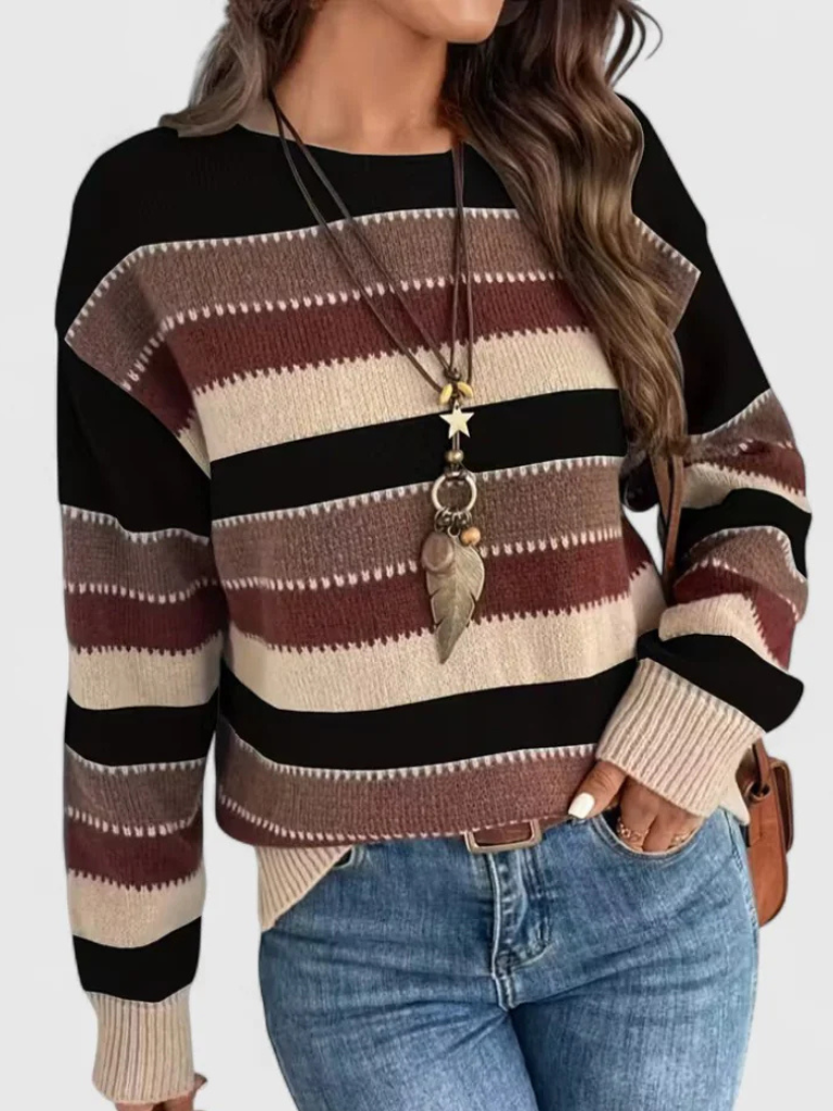 Pull Rayé en Couleur Poudrée