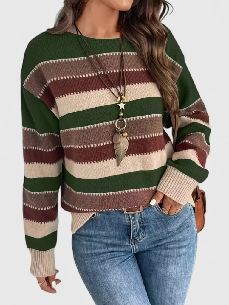 Pull Rayé en Couleur Poudrée
