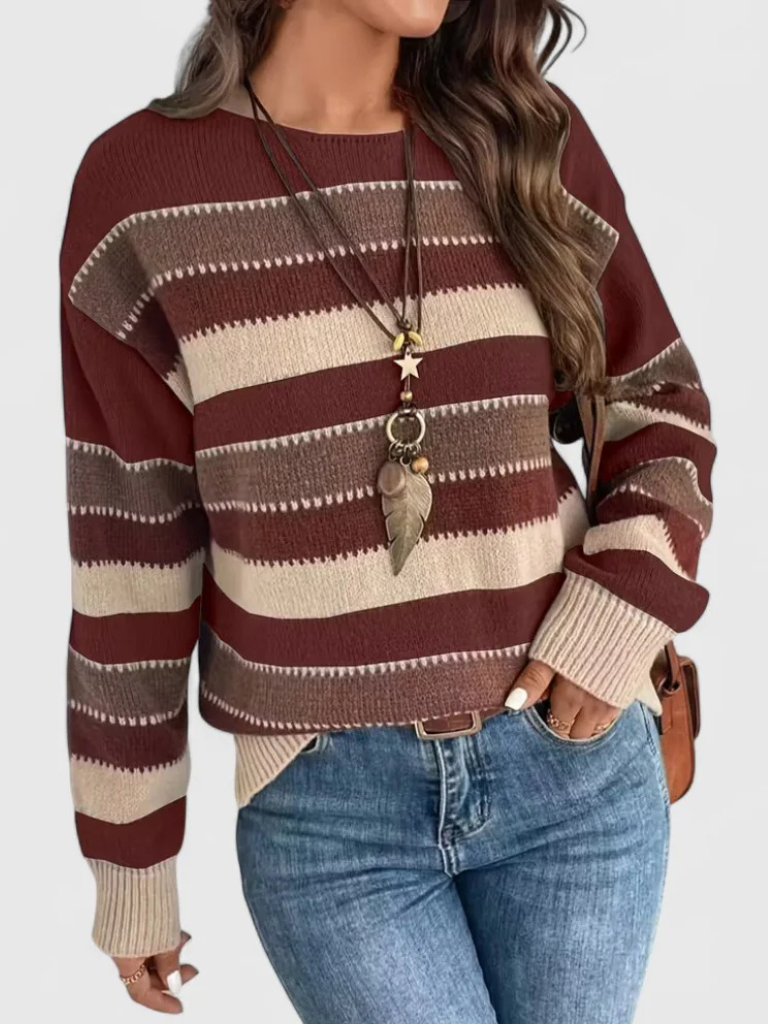 Pull Rayé en Couleur Poudrée