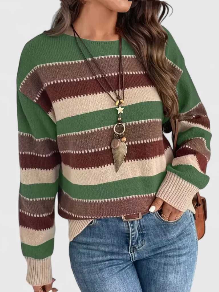 Pull Rayé en Couleur Poudrée