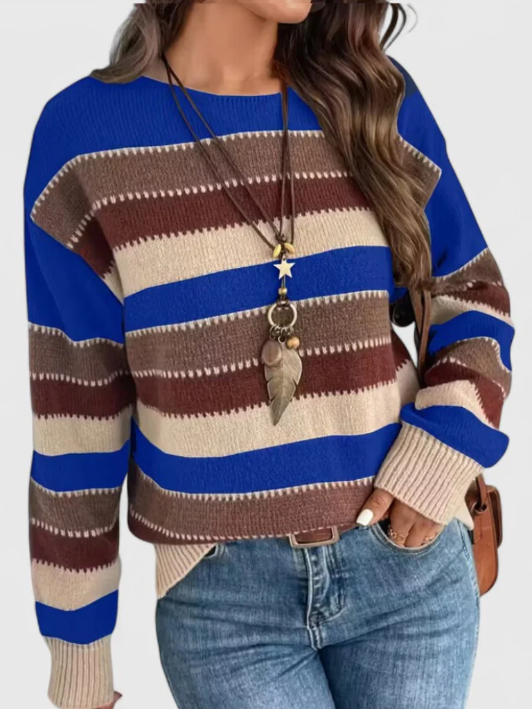 Pull Rayé en Couleur Poudrée