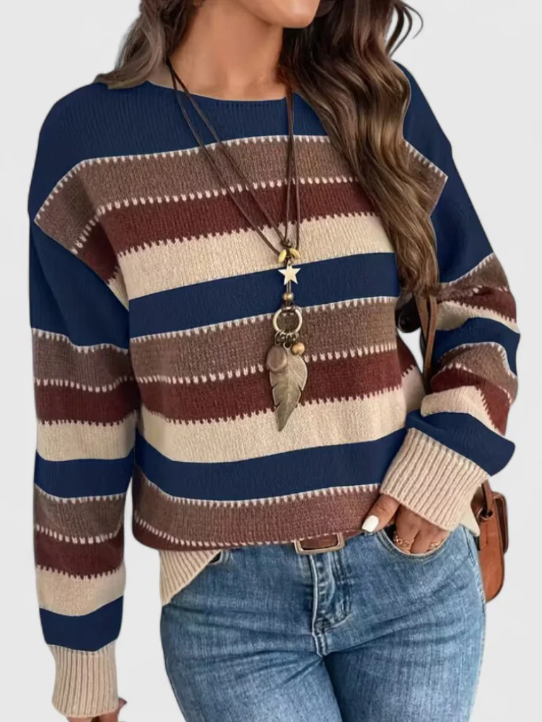 Pull Rayé en Couleur Poudrée