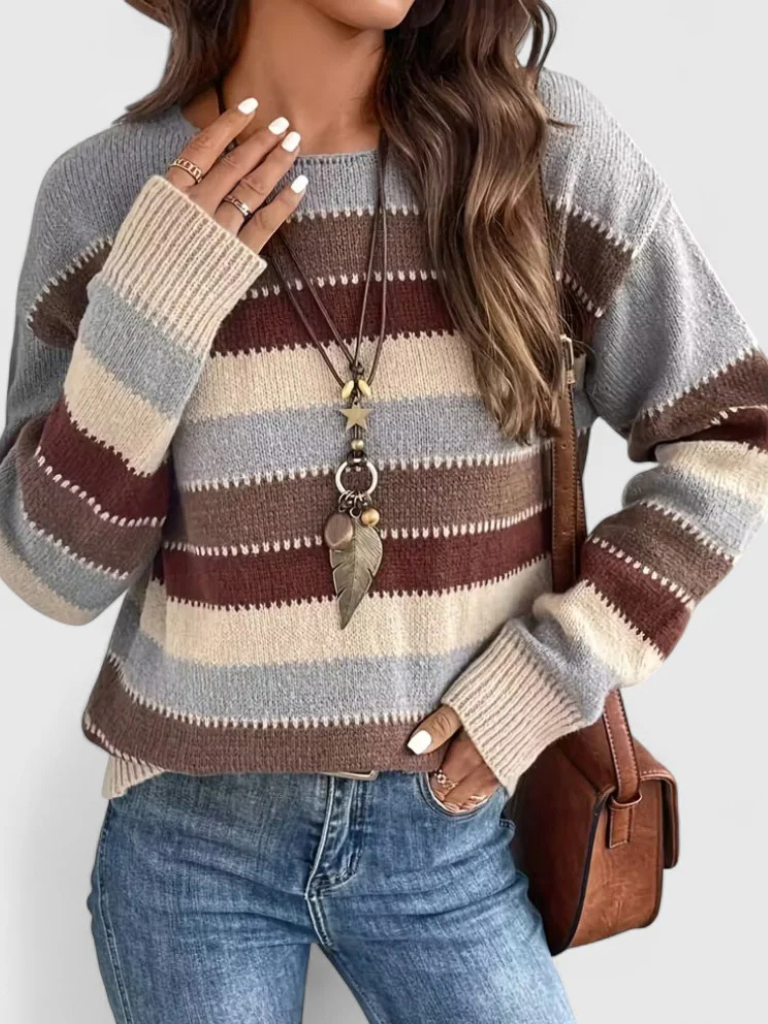Pull Rayé en Couleur Poudrée