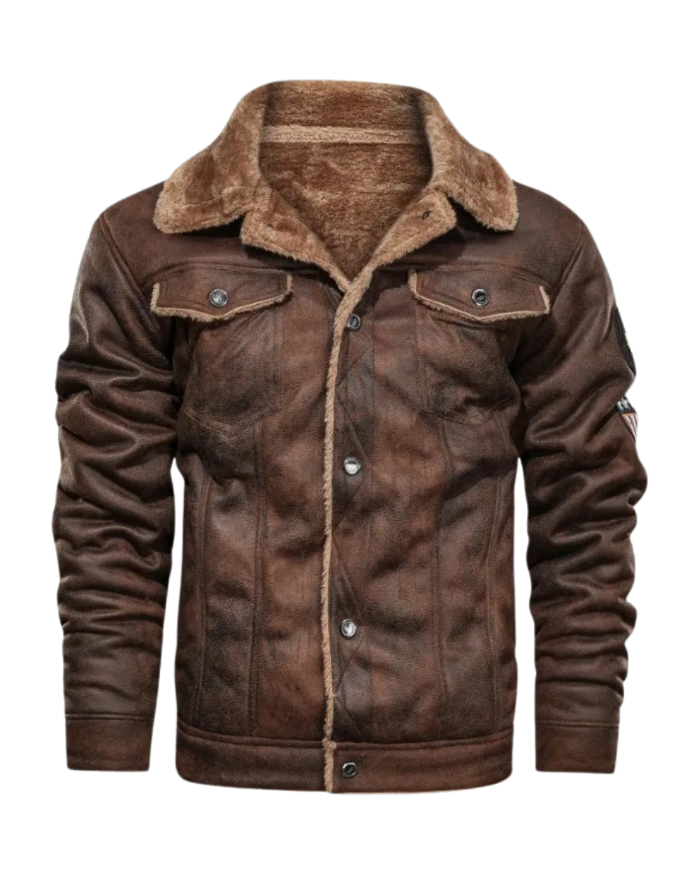 Veste en Cuir Élégante en Fleece Chaud