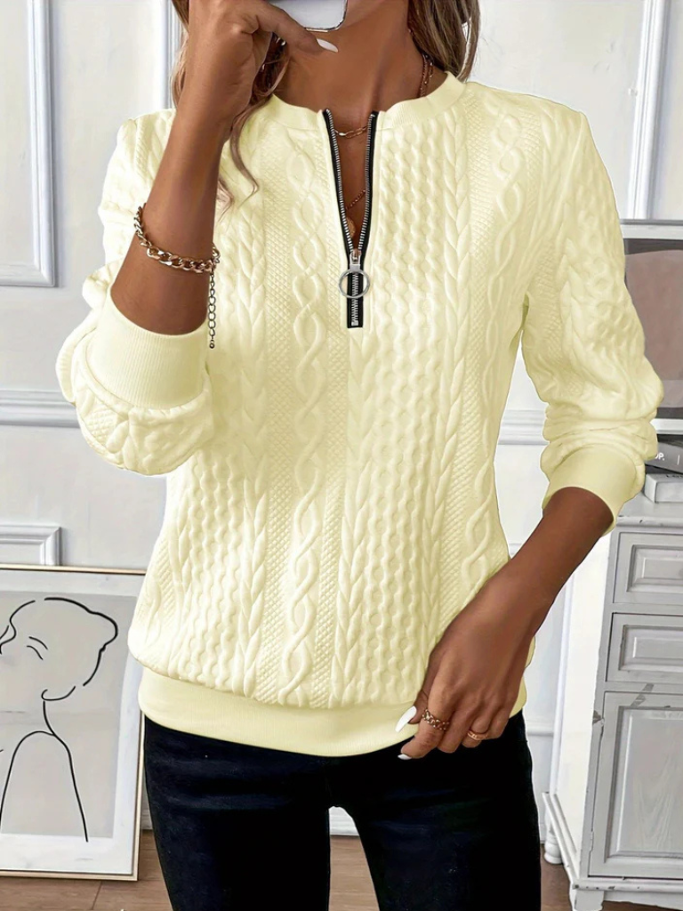 Pull Court en Maille Cablée avec Zip