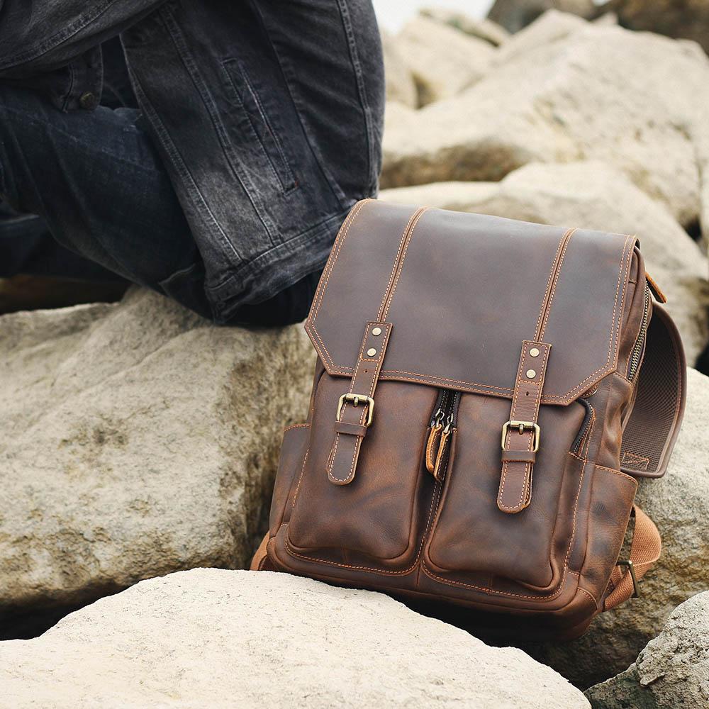 Robert - Sac à dos de voyage en cuir rétro